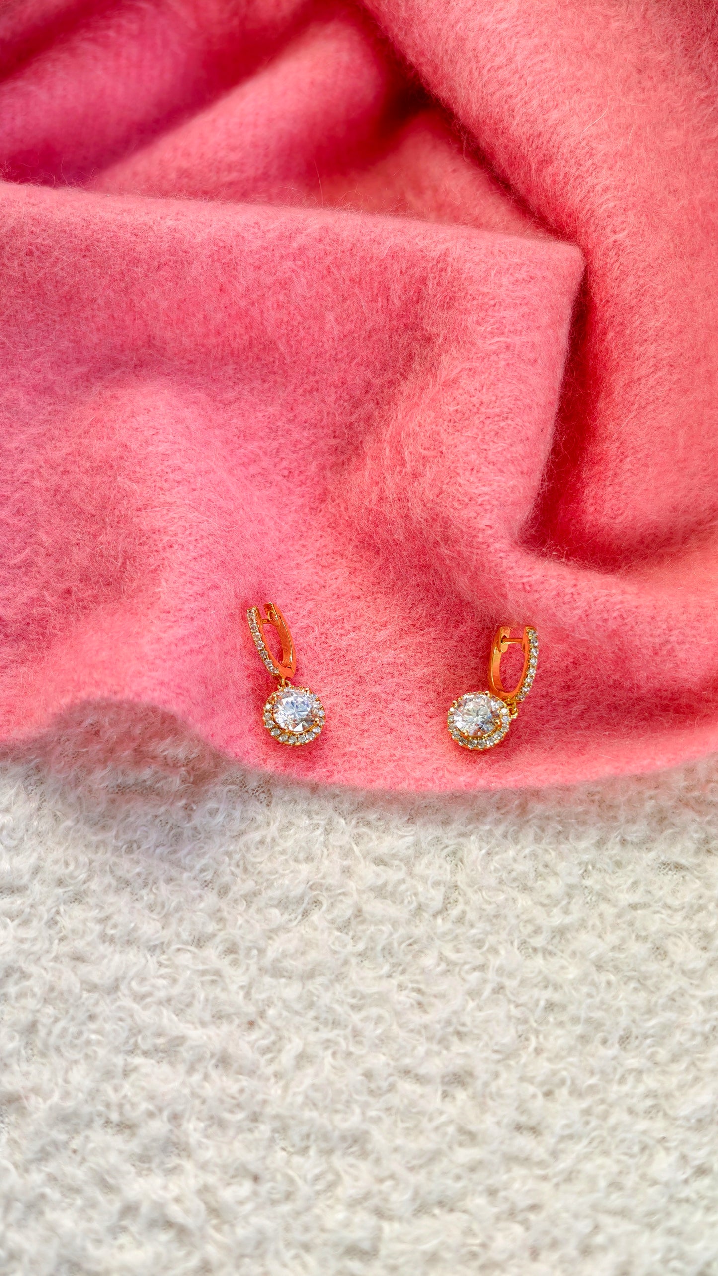 Gold & Crystal Drop Hoop Earrings: Timeless Sparkle with Effortless Elegance