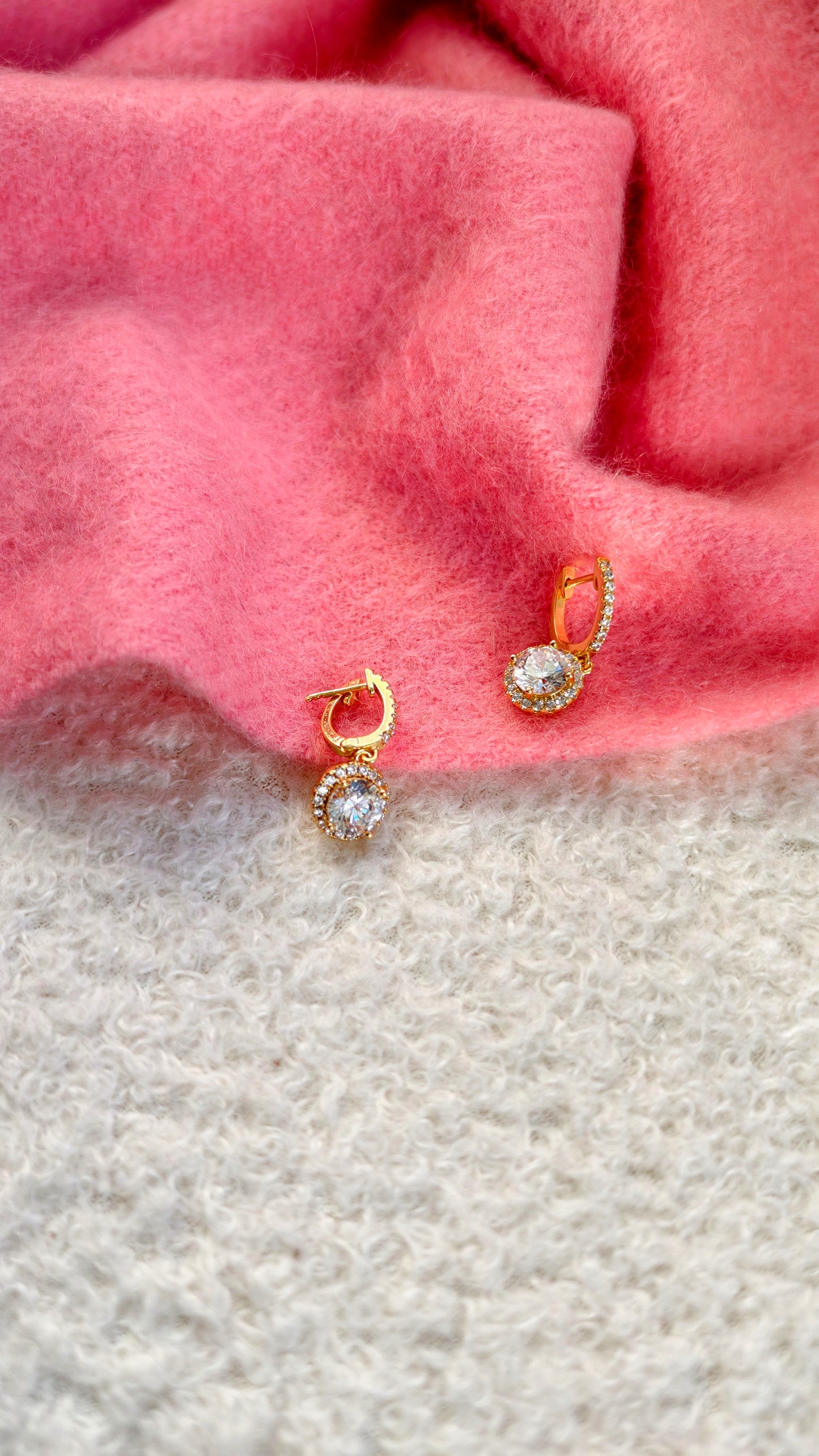 Gold & Crystal Drop Hoop Earrings: Timeless Sparkle with Effortless Elegance