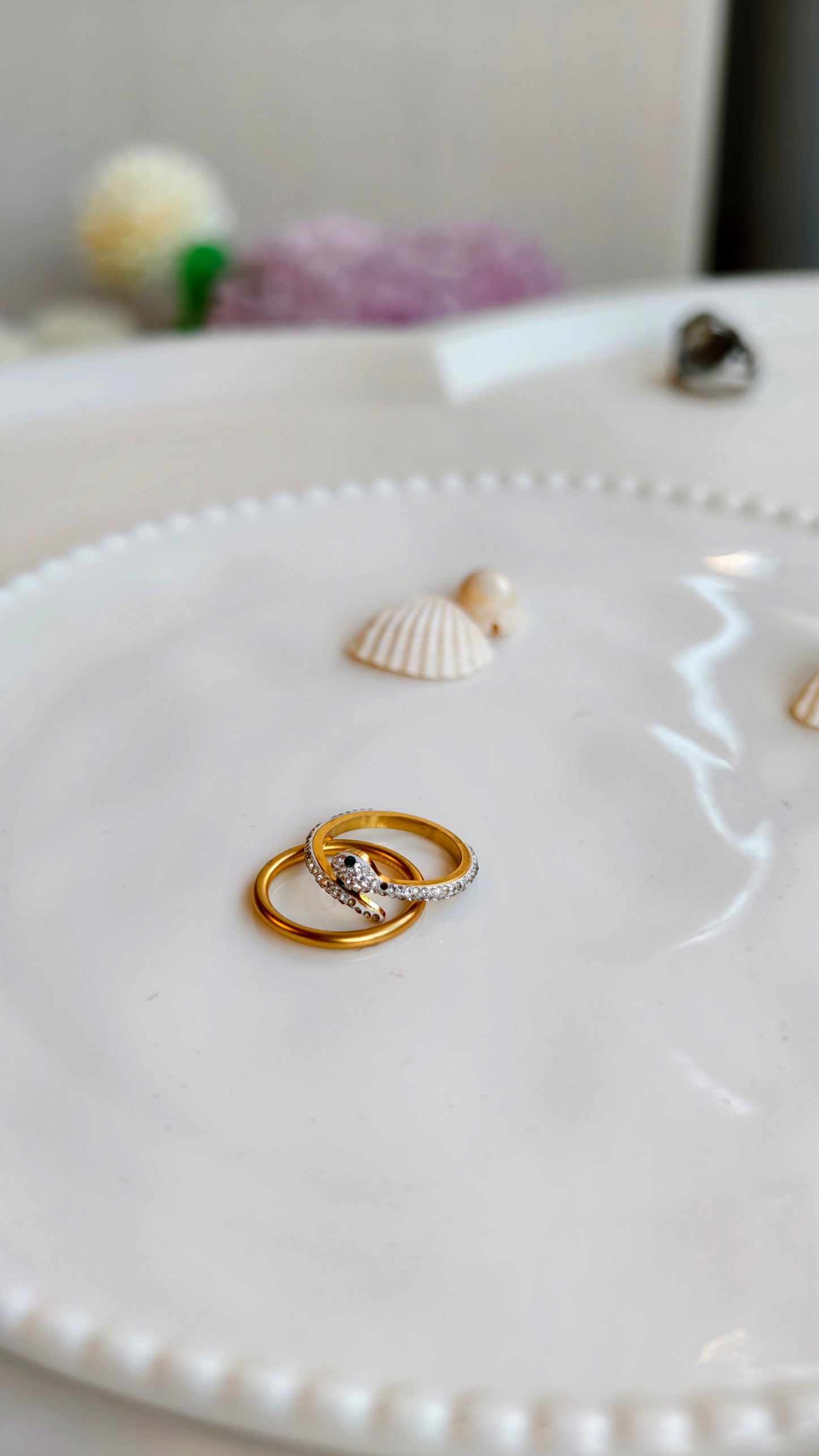 Snake & Minimalist Gold Ring Set: Edgy Charm Meets Sleek Elegance