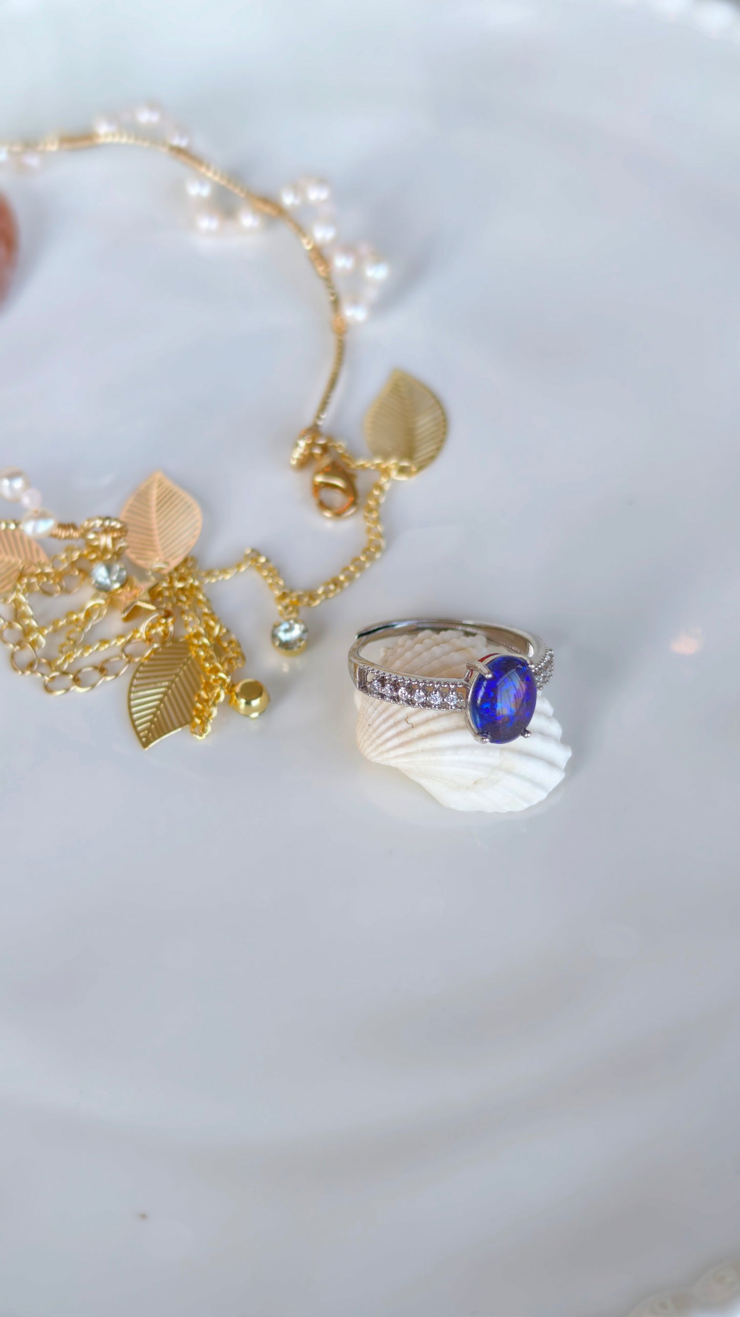 Sea Blue Opal Ring