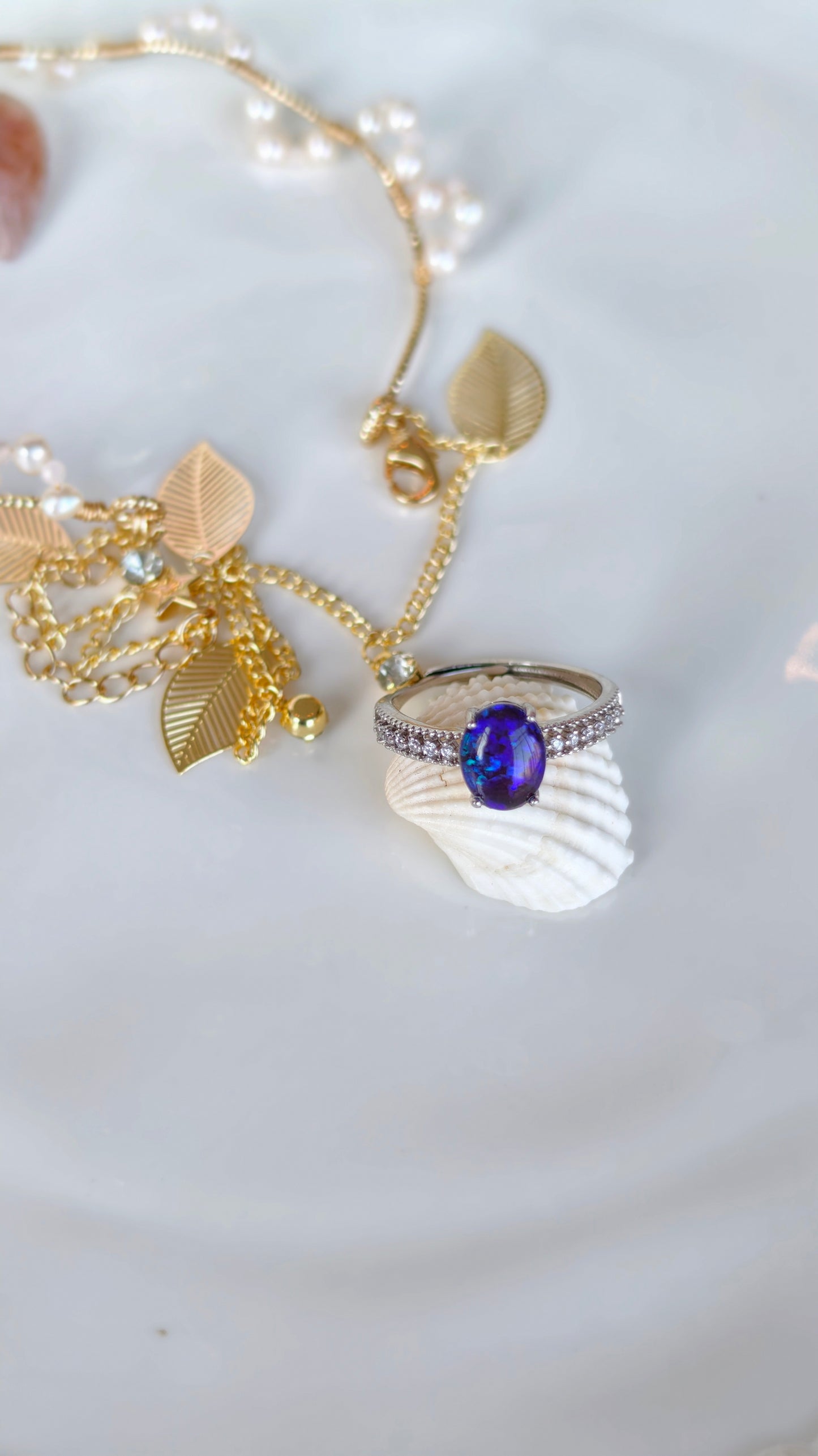 Sea Blue Opal Ring