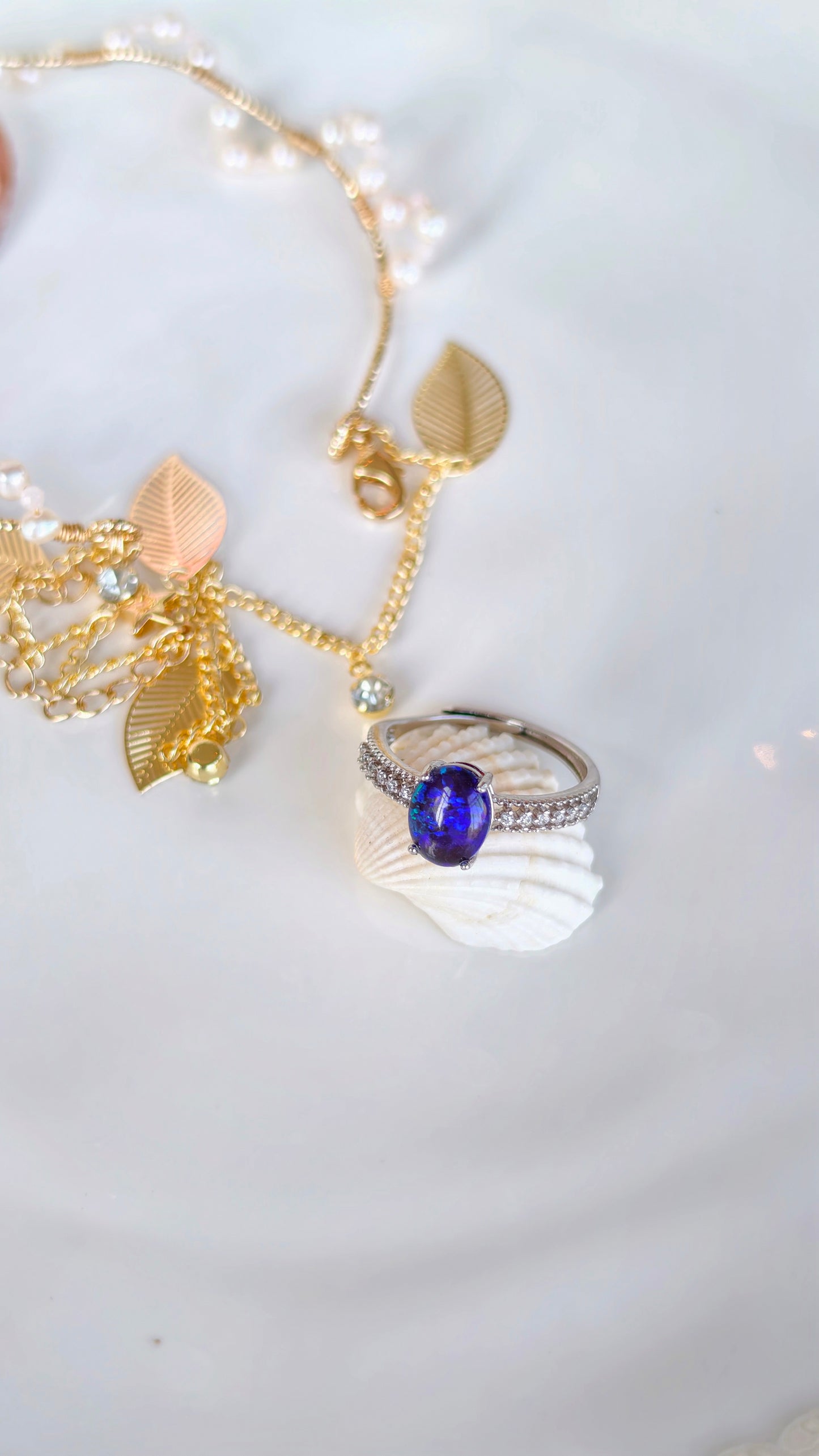 Sea Blue Opal Ring