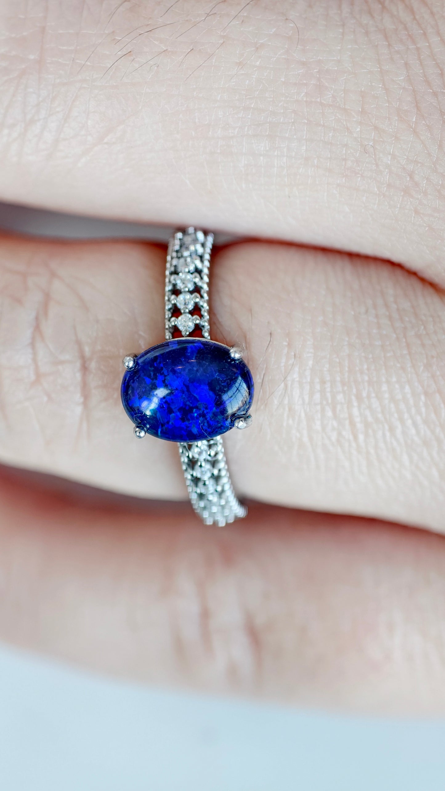 Sea Blue Opal Ring