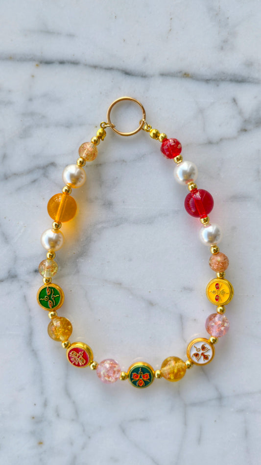 Phone Charm (Warm red and yellow, paired with the Five Wealth Gods)